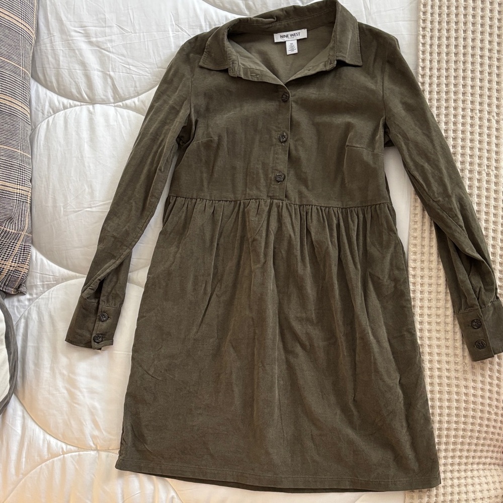 Nine West Dark Green Corduroy Dress
